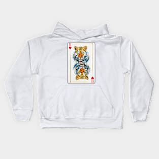 Tiger Head King of Hearts Playing Card Kids Hoodie